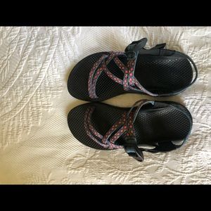 Chacos - blue and red, double strap